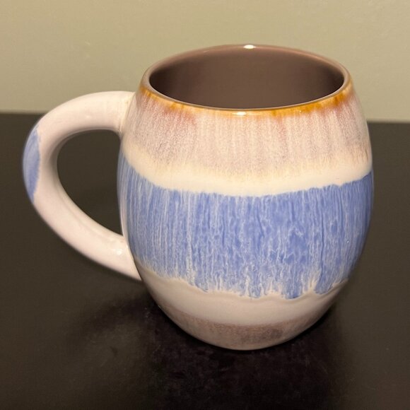 MY CAFE Handcrafted Barrel-Shaped Jumbo Drip Glaze Mug in Blue, Gray & White - Picture 3 of 16